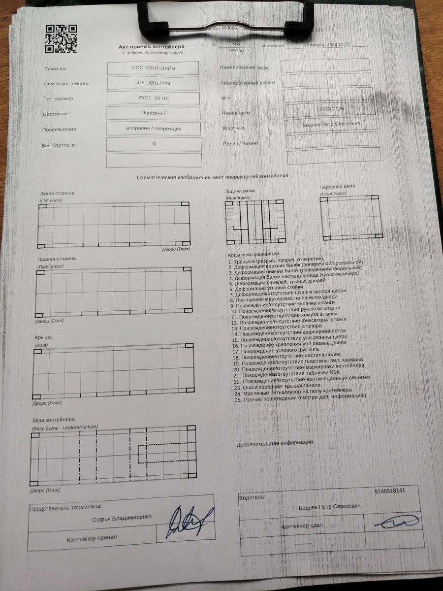 Морской контейнер 20GP (Б/У)