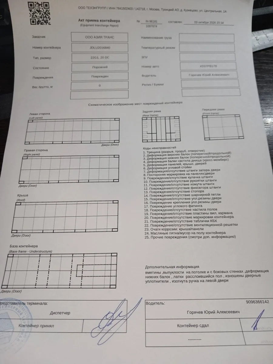 Морской контейнер 20GP (Б/У)